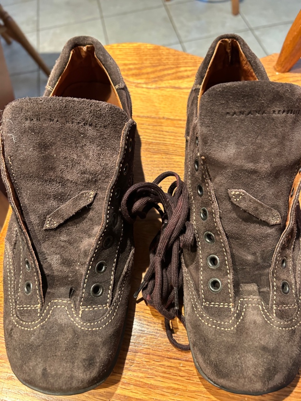Mens Brown Suede Casual Lace-Up Shoes